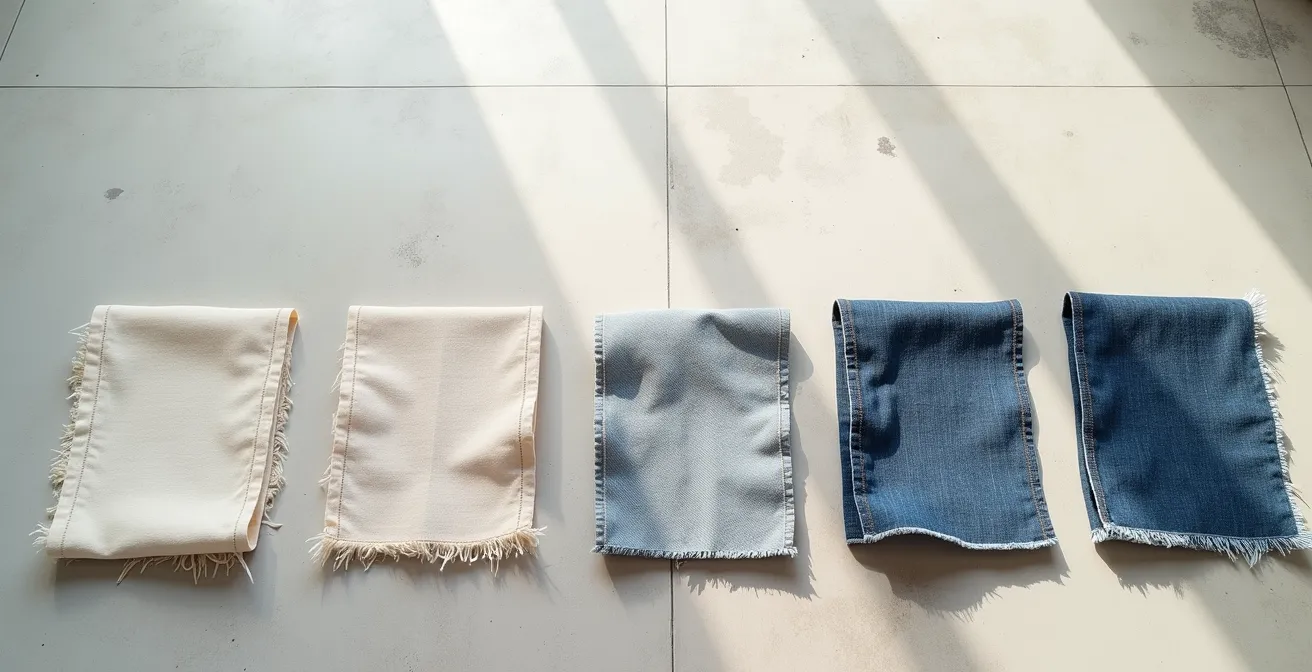 Vista comparativa de diferentes técnicas de remallado y acabado de costuras textiles