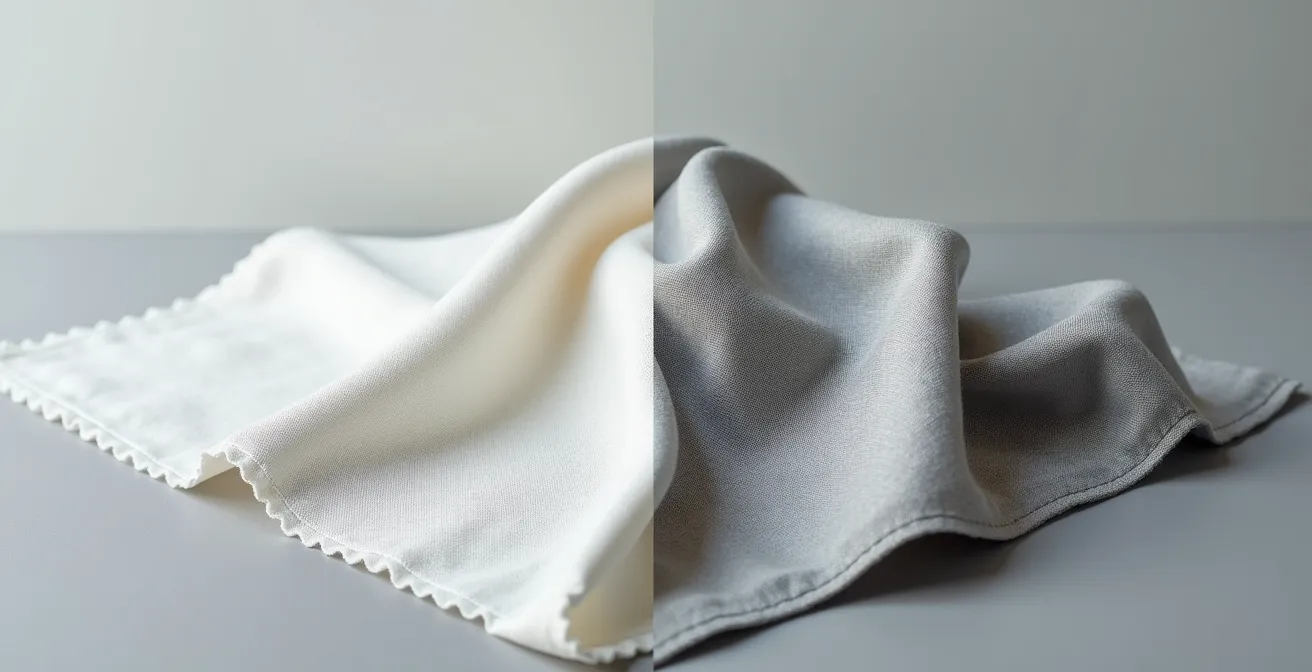 Fotografía macro comparativa de textura de forro Cupro auténtico y poliéster